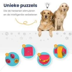 Snuffelmat 70x70cm Inclusief Rubberen Massage Bal & E-book - Speelmat Hond - Denkspel Hond - Puppy Speelgoed - Anti Schrok Mat - Honden Snoepjes - Cadeau Tip -Hondenbenodigdheden 1200x1200 1848
