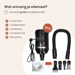 MiMOPETS® Hondenföhn Met 4 Opzetstukken – Waterblazer Voor Honden Met Geluiddemper -Hondendroger - Zwart -Hondenbenodigdheden 1200x1200 199