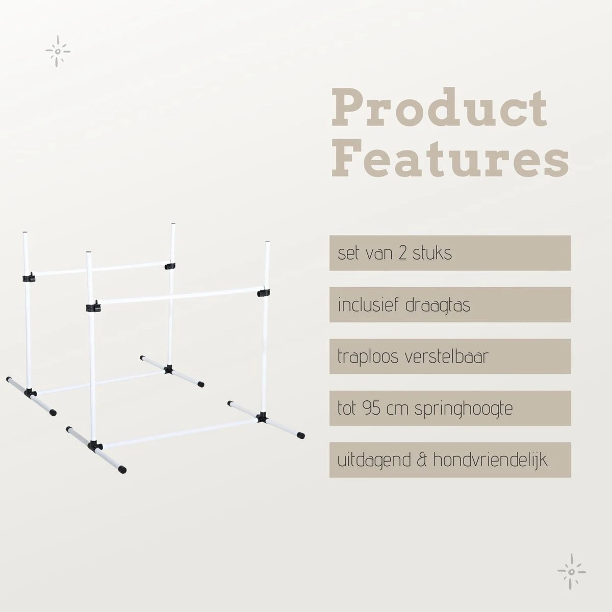 Agility Voor De Hond - Horde - Twee Hordes - Horde Set - Tot 95 Cm - Honden Behendigheidsset - Horde - Agility Voor De Hond 4 Agility Voor De Hond - Horde - Twee Hordes - Horde Set - Tot 95 Cm - Honden Behendigheidsset - Horde - Agility Voor De Hond - Afbeelding 2