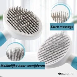 Merkloos Dierenborstel - Haarborstel Huisdieren - Borstel Voor Vacht Huisdier - Borstel Kat - Borstel Hond - Makkelijk Haar Verwijderen Met één Klik - Inclusief Speeltje - Kam Huisdier - Vachtverzorging - Massage -Hondenbenodigdheden 1200x1200 243