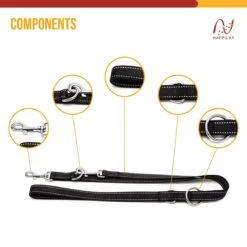 Happilax Dog Leash 2m Adjustable - Black/Reflective - 3-Step Adjustable Leash - Double Leash, Tug Leash - Geschikt Als Hondenriem Voor Grote Honden Of Als Sleepriem Voor Kleine Honden. -Hondenbenodigdheden 1200x1200 3