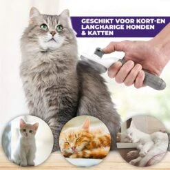 Kattenborstel - Hondenborstel - Pluizenverwijderaar - Haarverwijderaar Voor Huisdieren - Hondenkam - Kattenkam - Huisdierhaar Verwijderaar - Ontpluizer - Kattenhaar & Hondenhaar Verwijderaar - Voor Langharig & Kortharig - Grijs -Hondenbenodigdheden 1200x1200 300