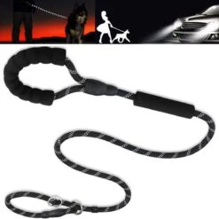 Hondenbenodigdheden 40 1FORME Hondenriem 15-25kg - Sliplijn Hond REFLECTEREND 2m, 1cm Ø - Jachtlijn 2 Ergonomische Handvaten - Dubbel Stop