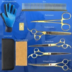 Scharenset Hond - 8-Delige Scharenset - Hondenschaar - Trimset - Trimschaar Voor Honden - Huisdier Knipset - Effileerschaar Hond - Goud -Hondenbenodigdheden 1200x1200 404
