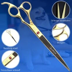 Scharenset Hond - 8-Delige Scharenset - Hondenschaar - Trimset - Trimschaar Voor Honden - Huisdier Knipset - Effileerschaar Hond - Goud -Hondenbenodigdheden 1200x1200 406