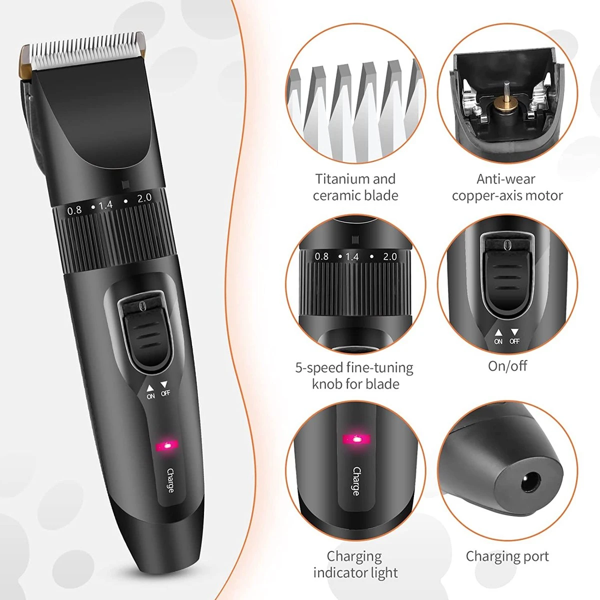 Merkloos Hondentondeuse, Hundeschermaschine / Dog Clippers - Dierenhaartrimmer, Hondentondeuse Kit Hond Verzorging 4 Merkloos Hondentondeuse, Hundeschermaschine / Dog Clippers - Dierenhaartrimmer, Hondentondeuse Kit Hond Verzorging - Afbeelding 2