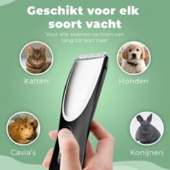 Essential Goods Professionele Hondentondeuse – Hondentrimmer - Draadloos – Opzet Kammen – Dik/Dunne Vacht - Honden/Katten - Zwart/Zilver -Hondenbenodigdheden 1200x1200 415