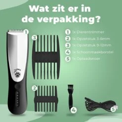 Essential Goods Professionele Hondentondeuse – Hondentrimmer - Draadloos – Opzet Kammen – Dik/Dunne Vacht - Honden/Katten - Zwart/Zilver -Hondenbenodigdheden 1200x1200 418