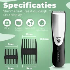 Essential Goods Professionele Hondentondeuse – Hondentrimmer - Draadloos – Opzet Kammen – Dik/Dunne Vacht - Honden/Katten - Zwart/Zilver -Hondenbenodigdheden 1200x1200 419