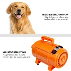 Krachtige Hondenföhn/ Waterblazer Met Draaiknop Om Overtollig Water En Stof Snel Uit De Vacht Te Blazen | Verstelbare Vermogen Standen (500W Tot 2200W) En Verstelbare Temperatuur - Type B Oranje -Hondenbenodigdheden 1200x1200 493