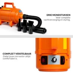 Krachtige Hondenföhn/ Waterblazer Met Draaiknop Om Overtollig Water En Stof Snel Uit De Vacht Te Blazen | Verstelbare Vermogen Standen (500W Tot 2200W) En Verstelbare Temperatuur - Type B Oranje -Hondenbenodigdheden 1200x1200 494