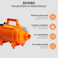 Krachtige Hondenföhn/ Waterblazer Met Draaiknop Om Overtollig Water En Stof Snel Uit De Vacht Te Blazen | Verstelbare Vermogen Standen (500W Tot 2200W) En Verstelbare Temperatuur - Type B Oranje -Hondenbenodigdheden 1200x1200 495