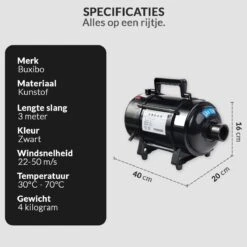 Hondenföhn/Waterblazer - Verstelbare Vermogen Standen (500W Tot 2400W) En Verstelbare Temperatuur - Zwart -Hondenbenodigdheden 1200x1200 522