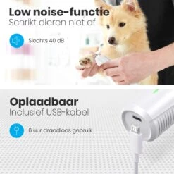 Auronic Elektrische Nagelvijl - Voor Dieren - Oplaadbaar - Draadloos - Diamant Vijlkop - Hond/Katten - Wit -Hondenbenodigdheden 1200x1200 640