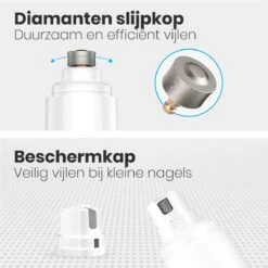 Auronic Elektrische Nagelvijl - Voor Dieren - Oplaadbaar - Draadloos - Diamant Vijlkop - Hond/Katten - Wit -Hondenbenodigdheden 1200x1200 644