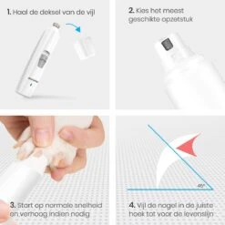 Auronic Elektrische Nagelvijl - Voor Dieren - Oplaadbaar - Draadloos - Diamant Vijlkop - Hond/Katten - Wit -Hondenbenodigdheden 1200x1200 646