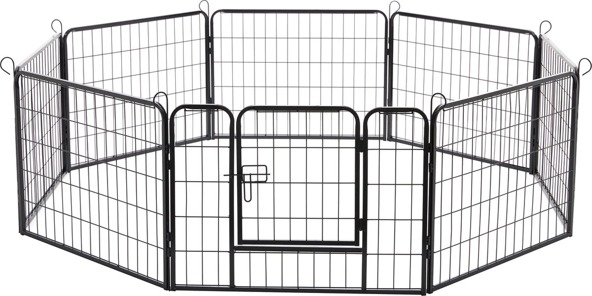 ACAZA Hondenren In 8 Panelen - Hondenkennel - Met Deur - 60 Cm Hoogte - Zwart 10 ACAZA Hondenren In 8 Panelen - Hondenkennel - Met Deur - 60 Cm Hoogte - Zwart - Afbeelding 8