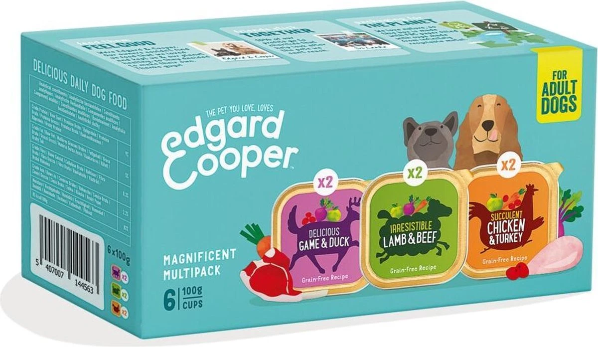 Merkloos Edgard & Cooper Hondenvoer Multipack Kip - Wild - Lam 6 X 100 Gr 3 Merkloos Edgard & Cooper Hondenvoer Multipack Kip - Wild - Lam 6 X 100 Gr