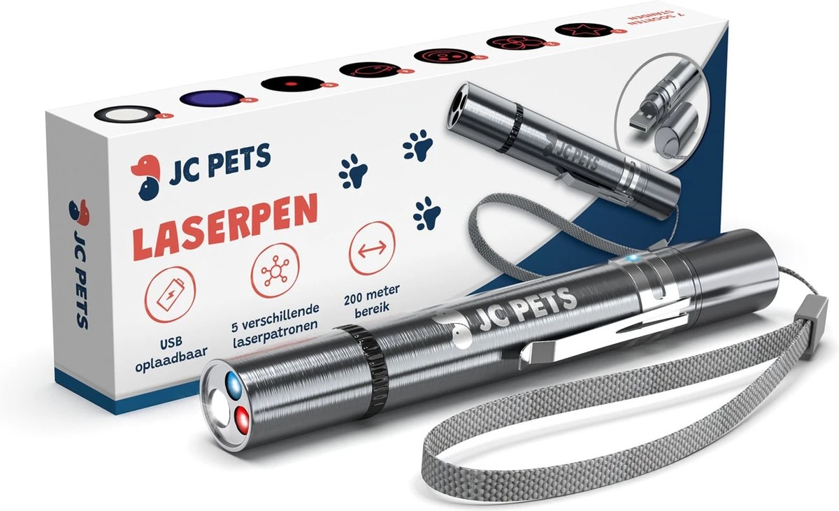 Laserpen - USB Oplaadbaar - Kattenspeeltjes - 7 Verschillende Standen - Laserlampje - RVS Zilver - Laser Pointer 3 Laserpen - USB Oplaadbaar - Kattenspeeltjes - 7 Verschillende Standen - Laserlampje - RVS Zilver - Laser Pointer