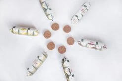 Kivo Petfood Houdbare Worsten INTRODUCTIEDOOS 6 X 600 Gram Smaken: Rund, Kip, Rund & Kip, Kip & Zalm, Eend En Lam - Zacht Gestoomd Vlees - Glutenvrij Geen Fratsen -Hondenbenodigdheden 1200x800 55