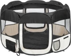 Dailyibed Opvouwbare Puppyren - Zwart - 115x115x58 Cm - Incl. Draagtas - Incl. Voederbak
