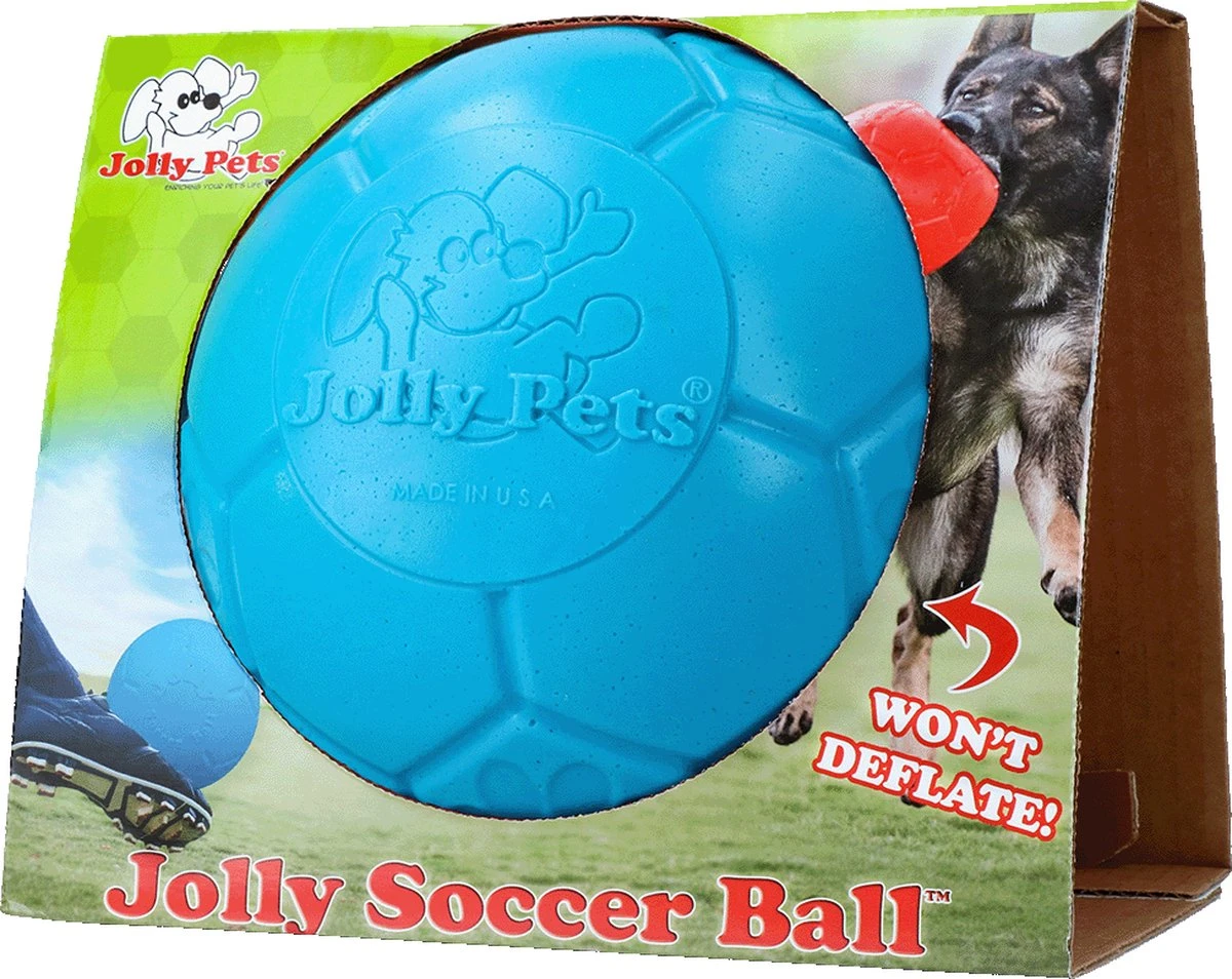 Jolly Pets Jolly Soccer Ball – Hondenspeelgoed – Hondenspeeltjes Voor Binnen En Buiten – Hondenbal Voor Honden – Hondenvoetbal – Jollyflex Stevig Kunststof – Drijvend Hondenspeeltje – Ø20cm – Licht Blauw 7 Jolly Pets Jolly Soccer Ball – Hondenspeelgoed – Hondenspeeltjes Voor Binnen En Buiten – Hondenbal Voor Honden – Hondenvoetbal – Jollyflex Stevig Kunststof – Drijvend Hondenspeeltje – Ø20cm – Licht Blauw - Afbeelding 5