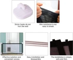 Merkloos ACE Pets – Oprolbaar Hondenrek Voor Binnen - Traphekje Hond Zonder Boren - Veiligheidshek Deurhekje - 180 X 72 Cm - Zwart -Hondenbenodigdheden 1200x992 2