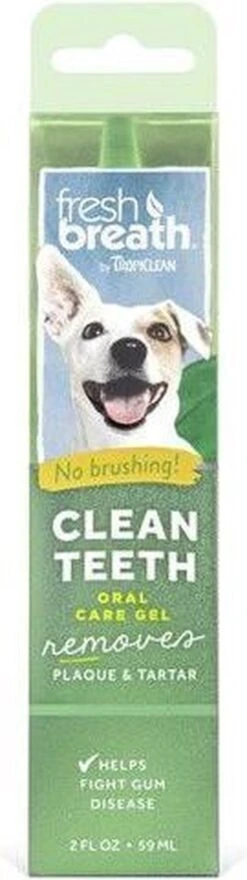Tropiclean Fresh Breath Clean Teeth Oral Care Gel - Gebitsverzorging - Mint 59 Ml -Hondenbenodigdheden 337x1200
