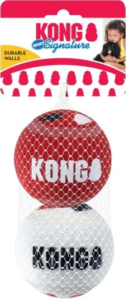KONG Signature Speelballen L - Steviger Dan Tennisballen - Niet Schurend Materiaal - Speelbal Voor Honden - 2 Stuks -Hondenbenodigdheden 506x1200