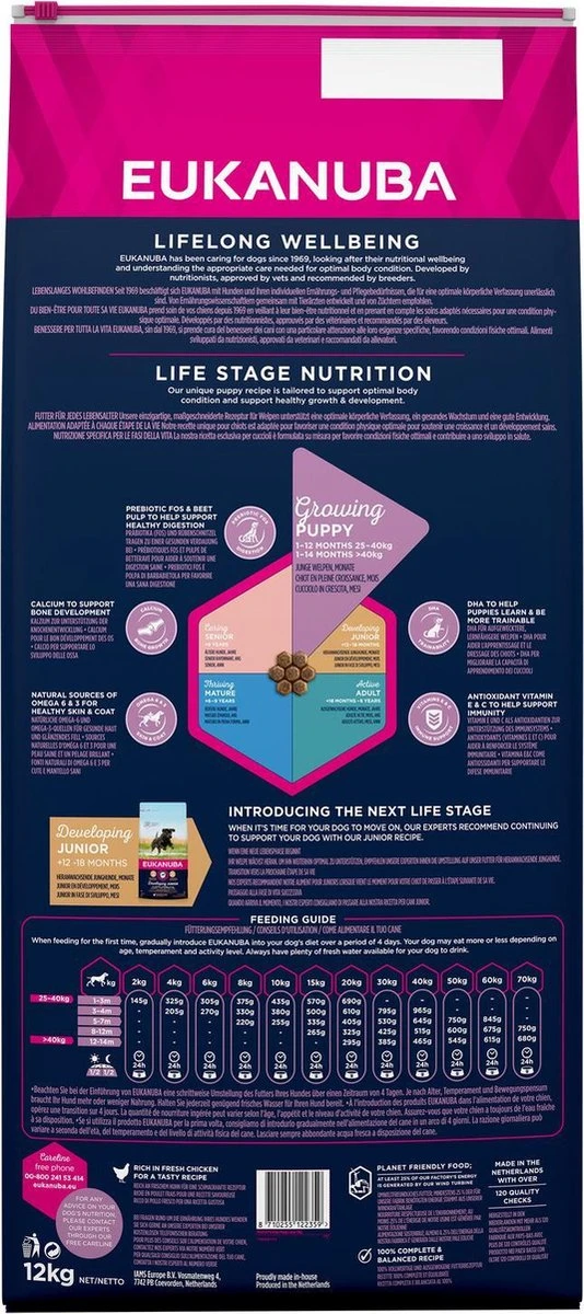 Eukanuba Dog Puppy & Junior - Grote Rassen - Kip - Droogvoer - 12 Kg 7 Eukanuba Dog Puppy & Junior - Grote Rassen - Kip - Droogvoer - 12 Kg - Afbeelding 5