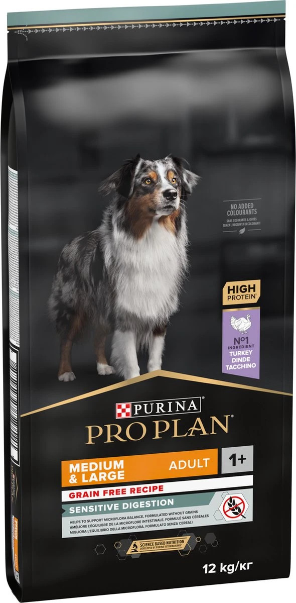 Pro Plan Graanvrij Medium & Large Adult Sensitive Digestion - Honden Droogvoer- Kalkoen - 12 Kg 22 Pro Plan Graanvrij Medium & Large Adult Sensitive Digestion - Honden Droogvoer- Kalkoen - 12 Kg - Afbeelding 20
