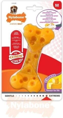 Nylabone Extreme Kauwbot Met Kaassmaak - Voor De Krachtigste Kauwers - Vulbaar Met Smeersels Zoals Pindakaas - XS/M/L - Large -Hondenbenodigdheden 645x1200 5
