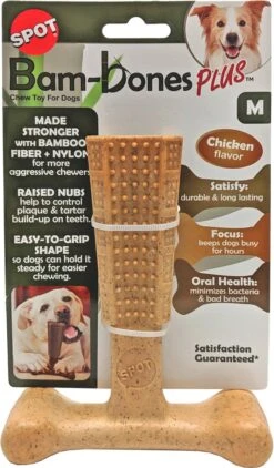 Spot Bam-Bones Plus Easy Grip - Veilig Kauwbot Voor Honden - Speciaal Voor Sterke Kauwers - Verzorgt Het Gebit Van De Hond - Rund Of Kip - S/M/L - Maat: Large, Smaak: Kip -Hondenbenodigdheden 702x1200 1