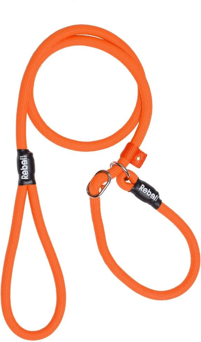 Rebel Petz - Honden Trainingslijn Met Halsband - Taupe, Zwart, Groen & Oranje - Maat Small Of Large - Kleur: Oranje, Maat: Large 3 Rebel Petz - Honden Trainingslijn Met Halsband - Taupe, Zwart, Groen & Oranje - Maat Small Of Large - Kleur: Oranje, Maat: Large