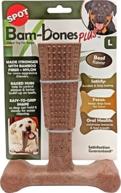 Spot Bam-Bones Plus Easy Grip - Veilig Kauwbot Voor Honden - Speciaal Voor Sterke Kauwers - Verzorgt Het Gebit Van De Hond - Rund Of Kip - S/M/L - Maat: Large, Smaak: Kip -Hondenbenodigdheden 755x1200 1