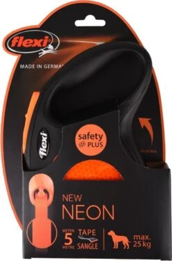 Flexi New Neon Tape - Hondenriem - Zwart/Oranje - M - 5 M - (<25 Kg) -Hondenbenodigdheden 791x1200 1