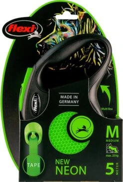 Flexi New Neon Tape - Hondenriem - Zwart/Groen - M - 5 M - (<25 Kg) -Hondenbenodigdheden 812x1200 1