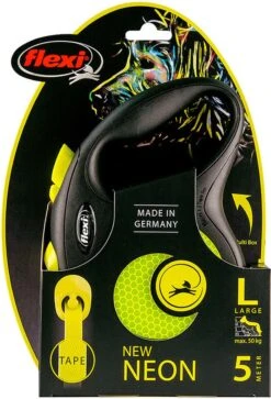 Flexi New Neon Tape - Hondenriem - Geel/Zwart - L - 5 M - (<50 Kg) -Hondenbenodigdheden 816x1200