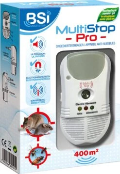 BSI - Multistop Pro - Ongedierteverjager Met 3-voudige Werking: Ultrasoon + Elektromagnetisch + Ioniserend - Ongediertebestrijding - Onhoorbaar Voor Mens - Bereik Tot 300 M² -Hondenbenodigdheden 826x1200 1