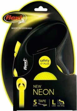 Flexi New Neon Tape - Hondenriem - Geel/Zwart - L - 5 M - (<50 Kg) -Hondenbenodigdheden 832x1200