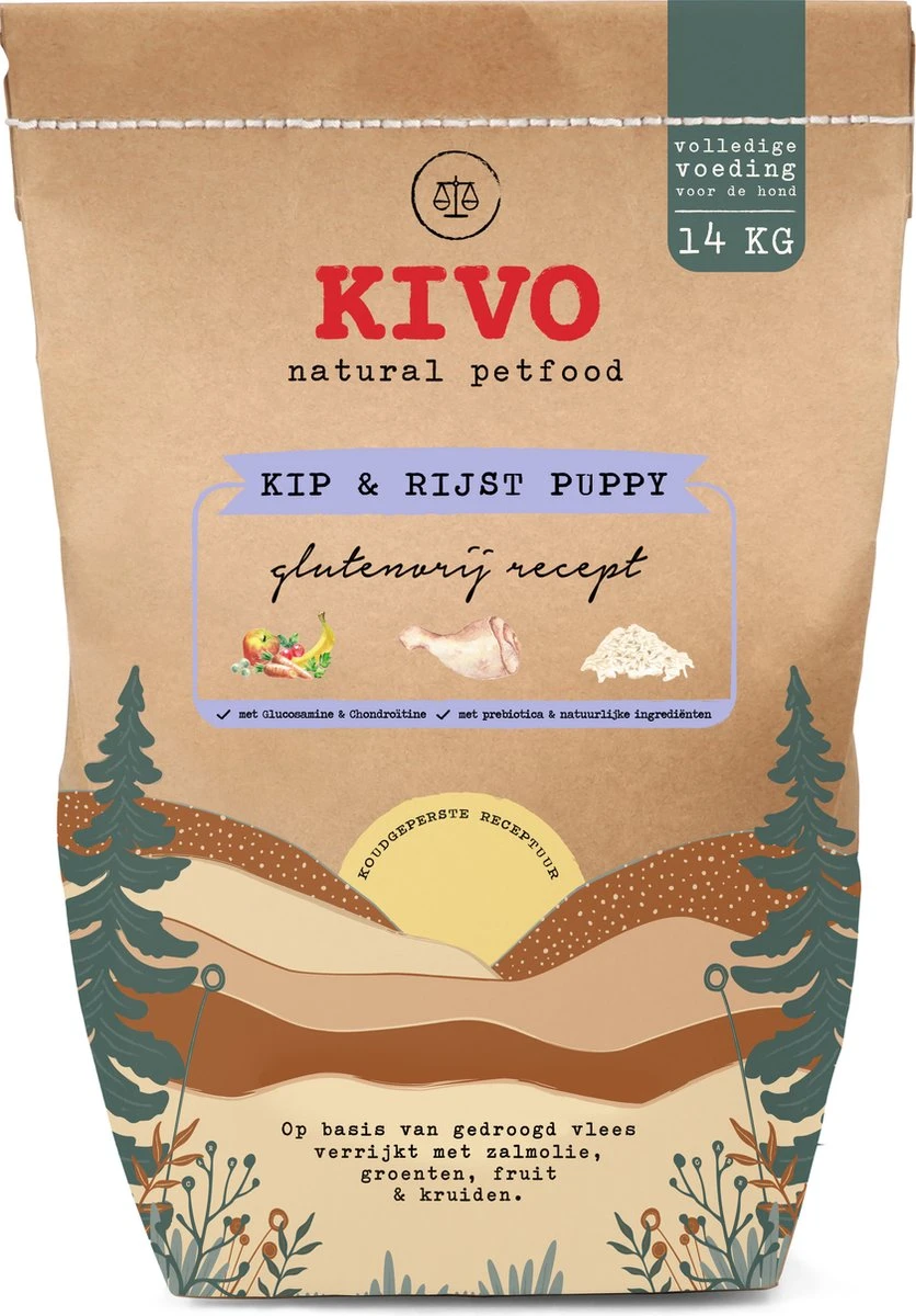 Kivo Petfood Puppybrokken Kip & Rijst Puppy 14 Kg Koudgeperst - Glutenvrij 3 Kivo Petfood Puppybrokken Kip & Rijst Puppy 14 Kg Koudgeperst - Glutenvrij