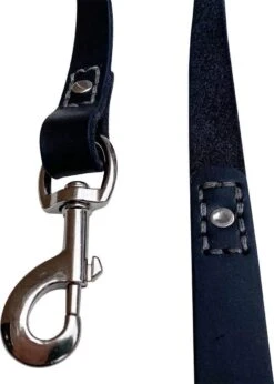 Hondenriem - 220cm – Zwarte Riem - Leren Hondenriem Met Stiksels – 100% Volnerfleer - Hond - Leer - Leder -Hondenbenodigdheden 856x1200