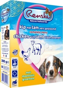 10x Renske Vers Gestoomd Complete Menu Kip - Lam 395 Gr -Hondenbenodigdheden 862x1200 1