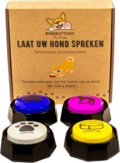 Merkloos Dogbuttons® – PETIFY PREMIUM Praatknoppen - 4stuks – Praatknop – Hond – Opneembare Knoppen – Hond Praten – Hondentraining – Praatknoppen – Dog Button – Hondenknop – Huisdier – Honden Speelgoed Intelligentie – Praten Met Hond – Laat Uw Hond Spreken!