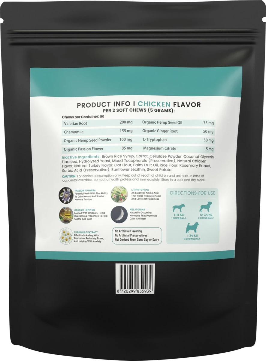 RUST EN KALMEREN CALMING Support 90 Stuks - Kalmeren - Antistressmiddel - Hond - Hondenkoekjes - Hondensupplementen - Honden - Puppy - Hondenvoeding 10 RUST EN KALMEREN CALMING Support 90 Stuks - Kalmeren - Antistressmiddel - Hond - Hondenkoekjes - Hondensupplementen - Honden - Puppy - Hondenvoeding - Afbeelding 8