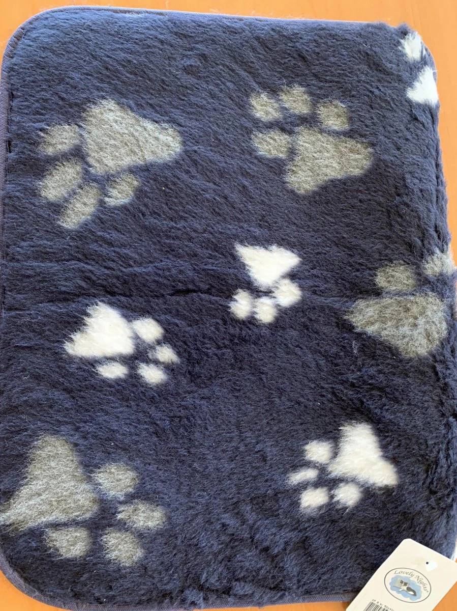 Lovely Nights Vetbed/kleed Blue With 2 Color Print Paw Met Bies 100x75 Rechthoek 5 Lovely Nights Vetbed/kleed Blue With 2 Color Print Paw Met Bies 100x75 Rechthoek - Afbeelding 3