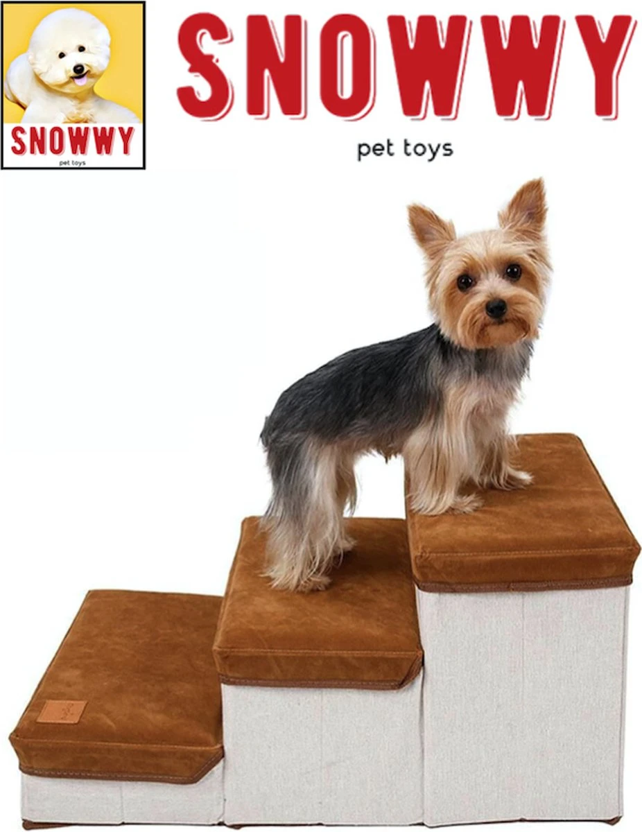 SNOWWY - Hondentrap Met Opslagruimte - Honden Loopplank Met Handige Opslagvakje - Hondenloopplanken - Inklapbaar - Huisdier Opstap - Hondentrapje - Bruin 3 SNOWWY - Hondentrap Met Opslagruimte - Honden Loopplank Met Handige Opslagvakje - Hondenloopplanken - Inklapbaar - Huisdier Opstap - Hondentrapje - Bruin