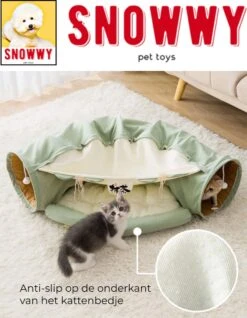 SNOWWY - Kattentunnel Met Kattenmand In één - Origineel En Uniek Design - Kattenhuis - Kattenhuis - Kat Kussen - Kattenbed - Matcha Groen -Hondenbenodigdheden 932x1200 1