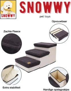 SNOWWY - Hondentrap Met Opslagruimte - Honden Loopplank Met Handige Opslagvakje - Hondenloopplanken - Inklapbaar - Huisdier Opstap - Hondentrapje - Grijs -Hondenbenodigdheden 938x1200 4