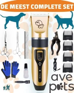 AVE Pets® Complete Hondentondeuse Set - Draadloos Tondeuse - Scheerapparaat Voor Je Hond Of Kat - Huisdier Trimmer - Professionele Dierentondeuse - Dieren Verzorging
